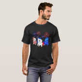 馬の旗の色 馬 アメリカの旗 7月4日 Tシャツ (正面フル)