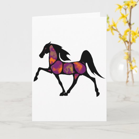 馬の日没 カード (黄色い花)