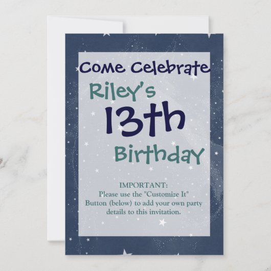 馬の星きらめく座スターズミッドナイトブルー 招待状 (正面)