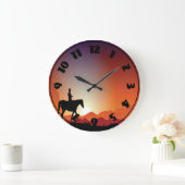 馬の時計に乗っているカウボーイ ラージ壁時計 (ホーム)