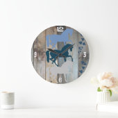 馬の時計木背景 ラージ壁時計 (ホーム)