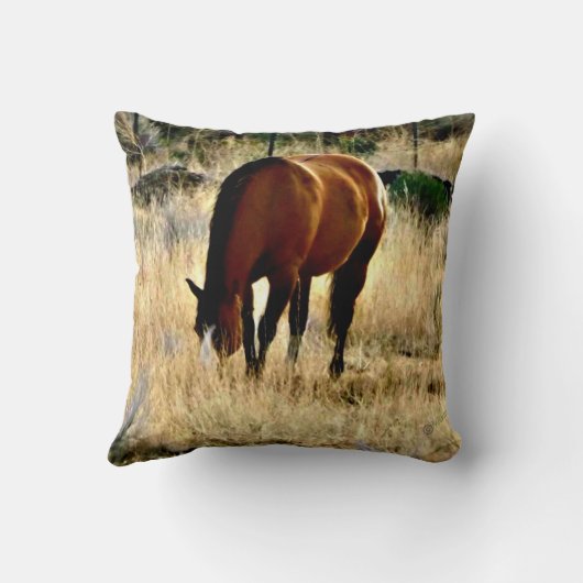 馬の枕を牧草を食べること クッション (裏面)