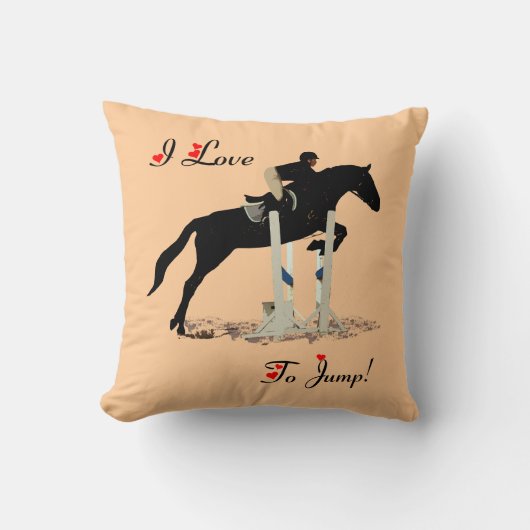 馬の枕を跳ぶかわいいI愛 クッション (正面)