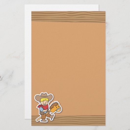 馬の棒のかわいいカウボーイの乗馬 便箋 (正面/裏面)