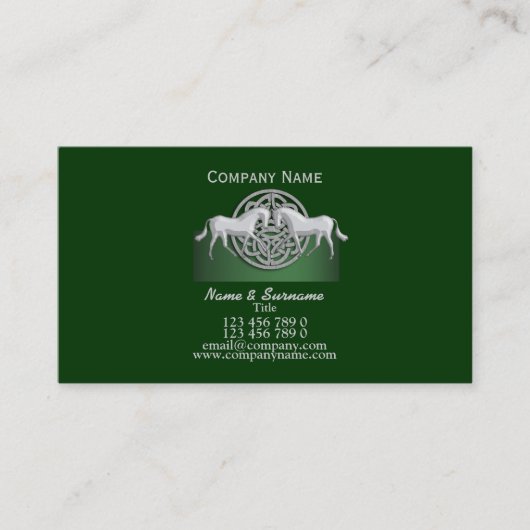 馬の業務市場の緑の白いケルト語 名刺 (正面)