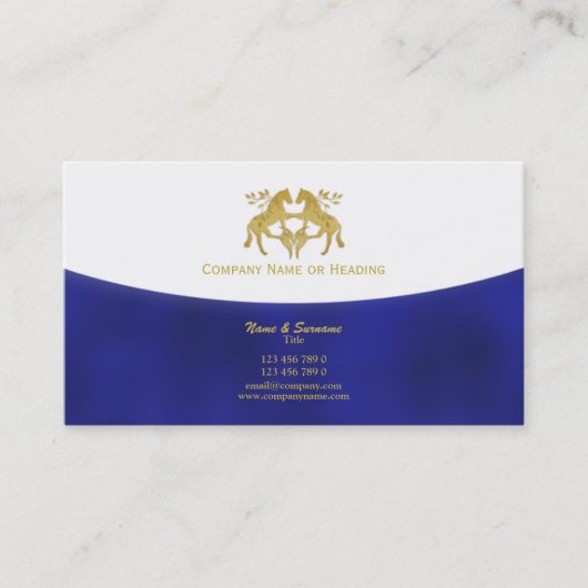 馬の業務市場の青の金ゴールド 名刺 (正面)