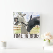 馬の正方形の壁時計に乗る時間 スクエア壁時計 (ホーム)