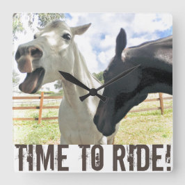 馬の正方形の壁時計に乗る時間 スクエア壁時計