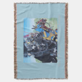 馬の歴史的な芸術で馬上槍試合をしている中世騎士 スローブランケット (正面縦)