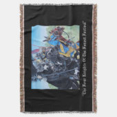 馬の歴史的な芸術で馬上槍試合をしている中世騎士 スローブランケット (正面縦)