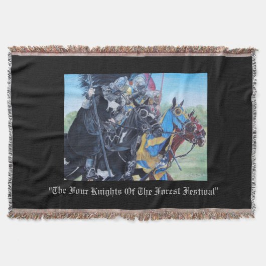 馬の歴史的な芸術で馬上槍試合をしている中世騎士 スローブランケット (正面)