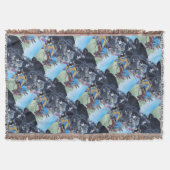 馬の歴史的な芸術で馬上槍試合をしている中世騎士 スローブランケット (正面)