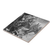 馬の歴史的な芸術で馬上槍試合をしている中世騎士 タイル (側面)