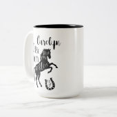 馬の母は恐れを知らない強い幸運の名前 ツートーンマグカップ (正面左)