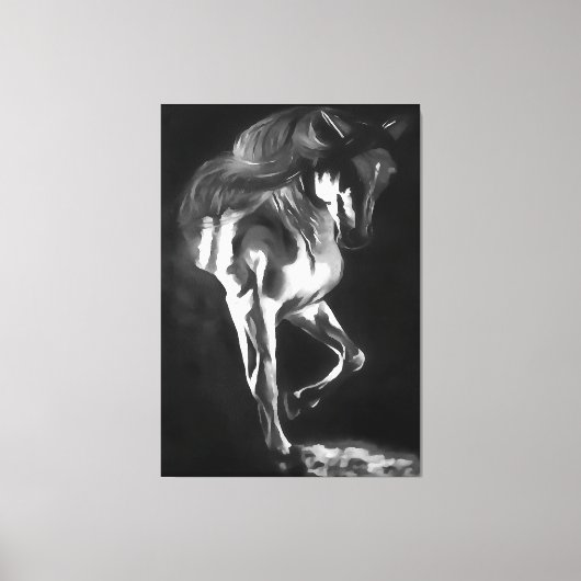 馬の毛が黒い キャンバスプリント (正面)