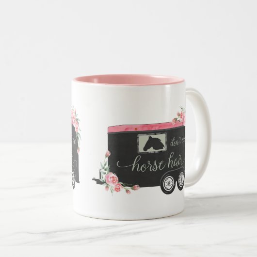 馬の毛は気にない-おもしろい馬術引用文 ツートーンマグカップ (正面右)