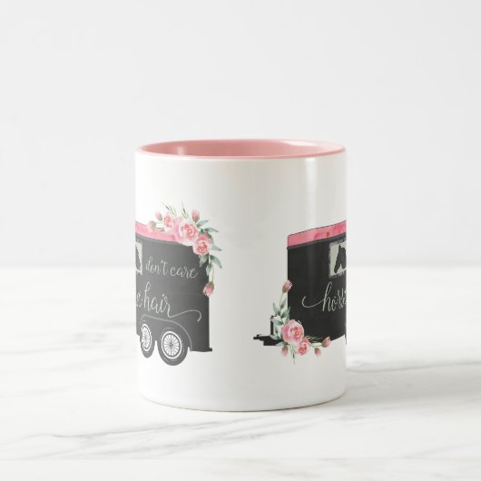 馬の毛は気にない-おもしろい馬術引用文 ツートーンマグカップ (中央)