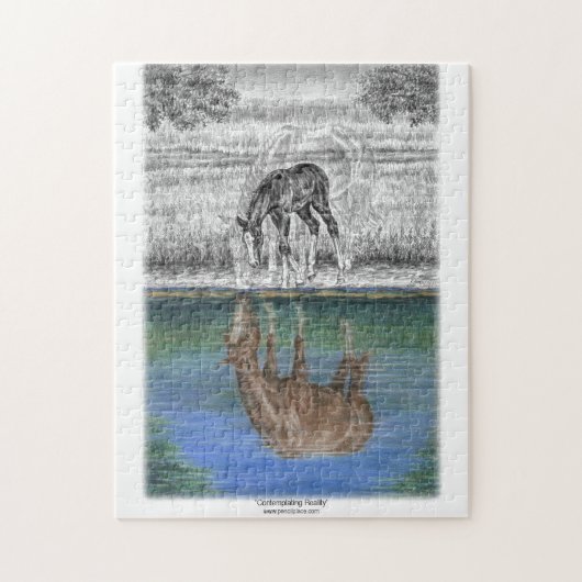 馬の水の反射 ジグソーパズル (縦)