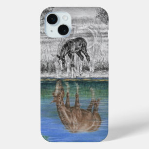 馬の水の反射 iPhone 15 MINIケース