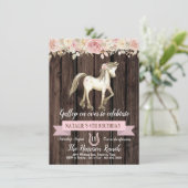 馬の水の色の花ガールポニーバースデーパーティー 招待状 (スタンド正面)