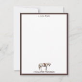 馬の水彩デザイン 馬の蹄鉄 馬の鞍 子供 ノートカード (正面)