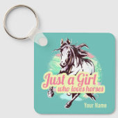 馬の水彩画を愛する女の子だけヴィンテージ キーホルダー (正面)