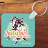 馬の水彩画を愛する女の子だけヴィンテージ キーホルダー (裏面)