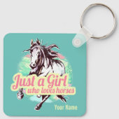 馬の水彩画を愛する女の子だけヴィンテージ キーホルダー (裏面)