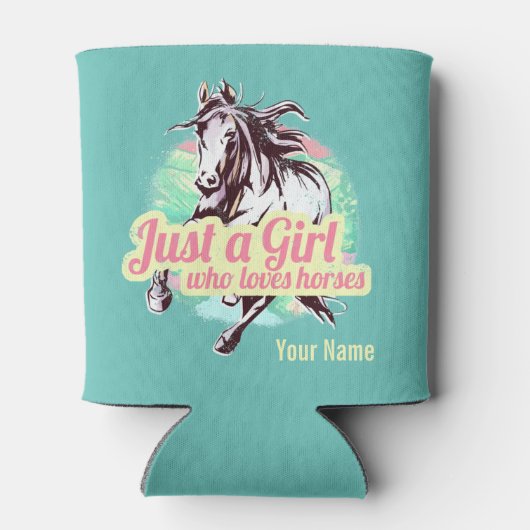 馬の水彩画を愛する女の子だけヴィンテージ 缶クーラー (裏面)