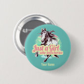 馬の水彩画を愛する女の子だけヴィンテージ 缶バッジ (正面&裏面)