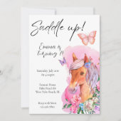 馬の水彩画 ミニ花柄 招待状 (正面)