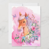 馬の水彩画 ミニ花柄 招待状 (裏面)