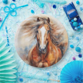 馬の水色ブラウンと白 ペーパープレート (パーティー)