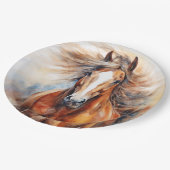 馬の水色ブラウンと白 ペーパープレート (アングル)