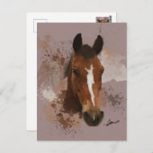 馬の水色（茶色） ポストカード (正面/裏面)