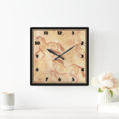 馬の洞窟のスケッチの絵画 スクエア壁時計 (ホーム)