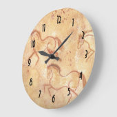 馬の洞窟のスケッチの絵画 ラージ壁時計 (傾斜)