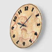 馬の洞窟のスケッチの絵画 ラージ壁時計 (傾斜)