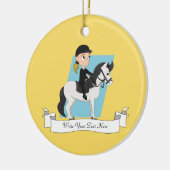 馬の漫画に乗る少女 セラミックオーナメント (左)