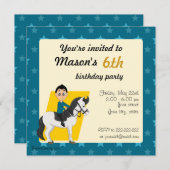 馬の漫画の誕生日プリント招待状 招待状 (正面/裏面)