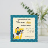 馬の漫画の誕生日プリント招待状 招待状 (スタンド正面)