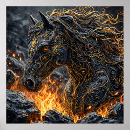 🔥 馬の炎アート - 馬好きへのギフト 🐎 ポスター