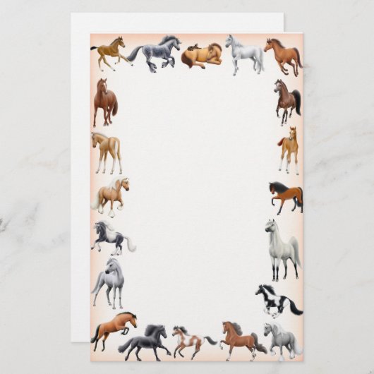 馬の熱狂するな文房具のモモ 便箋 (正面/裏面)