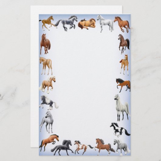 馬の熱狂するな文房具の青 便箋 (正面/裏面)