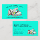 馬の牛の羊の犬の猫の鳥のティール（緑がかった色）ペット獣医学 名刺 (正面/裏面)