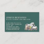 馬の牛の羊の犬の猫の鳥の動物ペットベットグリーン 名刺 (裏面)