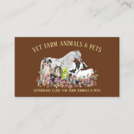 馬の牛の羊の犬の猫の鳥の茶色ペット獣医学 名刺