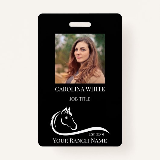 馬の牧場のロゴの馬乗りブランディングの住所 バッジ (正面)