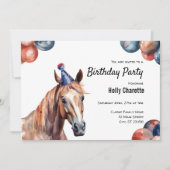 馬の牧場の動物の誕生日パーティー 招待状 (正面)