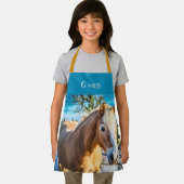 馬の牧草地の子供のオールオーバープリントエプロン エプロン (インサイチュ)